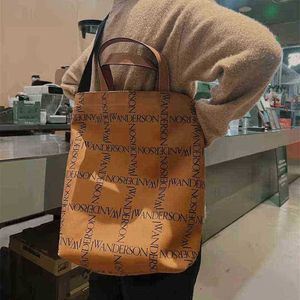 Сумка для сумки с большой емкостью модную женскую сумку jw карамель печать холст сумки 220616 272s