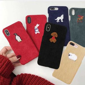 Keychains Lanyards Warm Fabric Cloth Phone Case For iPhone 11 Pro 6 6S 7 8 Plus X Case Cute Sheep Ted Hard Cover For iPhone X XR XS MAX SE 2020 J240509