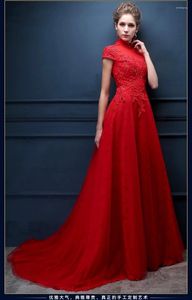 Parti Elbiseleri 2024 Han Edition Tost Gelin Qipao Çanta Omuz Retro Kırmızı Takım Tiz Çin Uzun Gelinlik