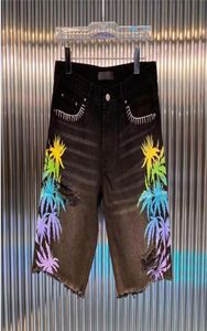 mens short fashion straight holes denim jeans casual Shorts black blue summer Men hip hop pants DW70828194182