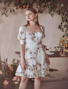 Young can sweet salt can be small first love Hepburn Square collar rouje flowers sweet dress summer dress3753991