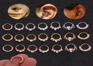 Clear Zircon Nose Ring Creative Micro Set Nose Nail Round Ear Bone Body Piercing Jewelry 20G Whole Septum Ring Copper CZ Gem7634272