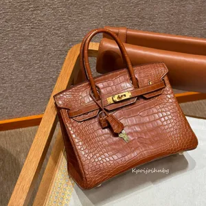 Lyxväska alla handgjorda krokodiler högkvalitativ tygväska affärsmodemärke kvinnor väska storlek 30x22x16cm