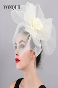 Women Mesh Flower Big Fascinator Hats Wedding Keny Derby Ascot Chapeau Bridal Tulle occasione copricapo Ladies Syf417535671