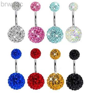 Anéis de umbigo 1 peça, bola de cristal, anéis de umbigo, aço inoxidável, zircônia, piercing de umbigo, piercing de barriga, barra de umbigo fofa d240509