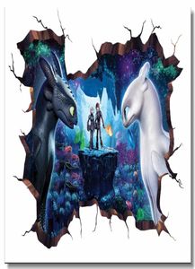 Mural de impressão personalizada mural Como treinar seu dragão 3 pôster httyd 3d adesivo de parede de parede de dentes decalques da sala de jantar 08662257821