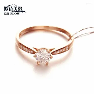 Clusterringe 50 Punkte Mosanit Diamond Ring Authentisch rein russischer Au585 Lila Gold Frau 14k Rose Farbbanden Drill