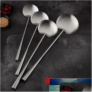 Fruit Vegetable Tools Stainless Steel Big Long Handle Spata Spoon Scoop Restaurant Canteen Chef Large Pot Shovel Kitchen Utensil S Dhkxk