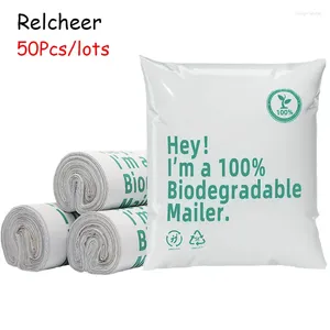 Bolsas de armazenamento Relcheer Organizer Compostable Express Courier Bag Courier Bag totalmente biodegradável entrega de logística branca.