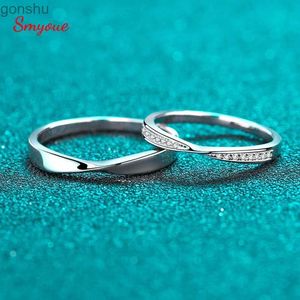 حلقات الزوجين Smyoue ٪ 925 Sterling Silver Mosonite خاتم للأزواج رجال عيد الحب هدية البلاتين مطلي بالجنسين حلقة WX