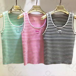 Stylish Simple Striped Camisole Women Summer Candy Colored Crop Tops Casual Sleeveless Tank Tops