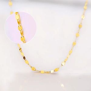 Yunli Real 18K Gold Jewelry Naszyjnik Prosty projekt łańcucha płytek Pure AU750 wisiorek dla kobiet drobny prezent 220722 307N