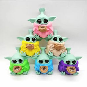 Formato de bebê desenho animado silicone fumando cachimbo bong 4,7 polegadas de fumaça de fumaça de fumaça com tigela de vidro para ervas secas dabber dab petrol sigs acessórios