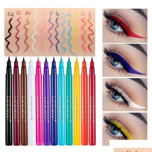 Eyeliner flytande penna regnbåge ögonfoder penna långvarig färgade eyeliners vit svart röd brun grön lila vattentät högpigment dhxpz