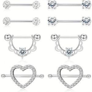 Dreperfect 14G in acciaio inossidabile Nipplerings Nipple Lingua Anelli CZ Opal Bulbell Body Piercing Gioielli 240429