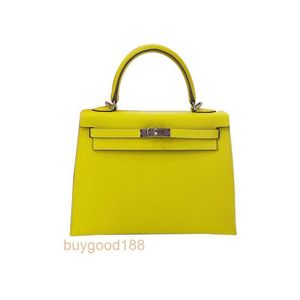 Top Ladies Designer KIaelliy Bag Lemon Yellow Leather Silver Buckle Crossbody Handbag for Women