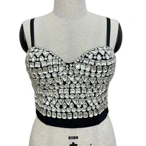 Summer Women Sexy Sparkle Diamante Decor Crop Top Ladie