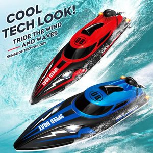 HJ808 RC BATTERY BOAT 24GHz 25KMH Höghastighet Remote Control Racing Ship Water Speed ​​Children Model Toy 240508