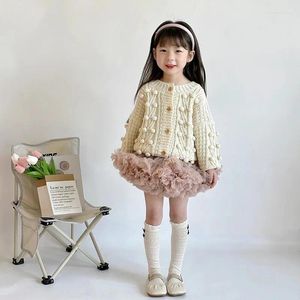 Roupas de roupas 2024 Girls Spring Autumn One Piece Top Coat Sweater malha Lose Ball Pur Soft Sweet Lovely Fashion Outdoor