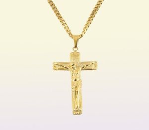Ожерелье Иисуса Золотая из нержавеющей стали подвесная мода Религиозная вера ожерелья мужские ювелирные изделия Hip Hop6781913
