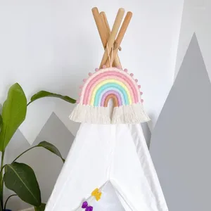 Figurine decorative Macrame Rainbow Wall appeso a 8 linee arazzi Ornamenti di corda fai -da -te con nappe dropship