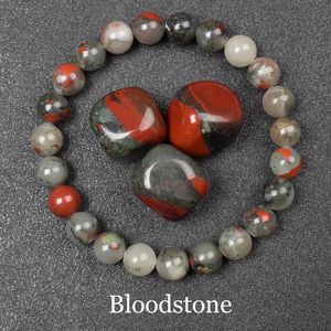 Natural African Bloodstones Beads Bracelet Men Women Real Gem Genuine Blood Stone on Hand Lucky Energy Jewelry 240423