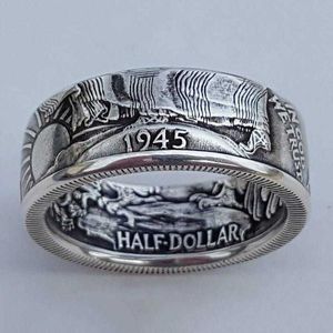 USD Champion Ring Personalized Versatile Morgan 1945 Coin Carved Ring