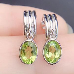 Dangle Ohrringe pro Schmuck natürliche echte grüne Peridot Drop Ohrring Oval Sty