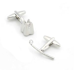 Manschettlänkar Dental Design Mens Dental Mirrors and Teeth Cufflinks High Quality Brass Material Silver Cufflinks Wholesale and Retail Q240508