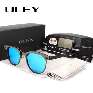 OLEY Retro Round Sunglasses Men Brand Designer women Polarized Sun Glasses 2020 Eyes Protect driving goggles gafas de sol Y98001 282I