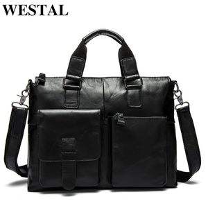 حقيبة Westal للرجال حقيبة جلدية حقيقية من الرجال المحمول أكياس المكاتب الجلدية للرجال حقائب حقيبة تجارية للوثيقة 213A
