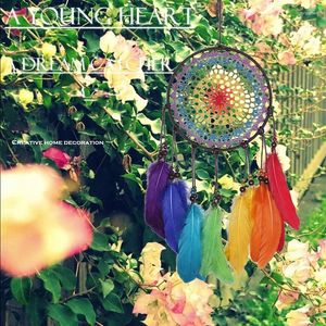 Decorative Figurines 2024 Wind Chime Ornaments Creative Colorful Feather Dream Catcher Home Decoration Bedroom Wall Handmade Pendant