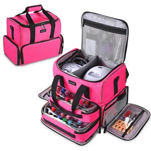 Nail Polish Organizer Holds 80 Bottles and a Nail Lamp, Nail Polish Case with 2 Removable Bags and Tools Storage Pockets