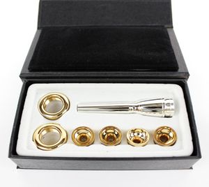 Nowy BB Trumpet ustnik Wysokiej jakości 6 szt. Lot 2C 3C 3B 3B A wielofunkcyjny adapter T Profesjonalny BB Trąbowy Złoty Lakier NOZZ6652061