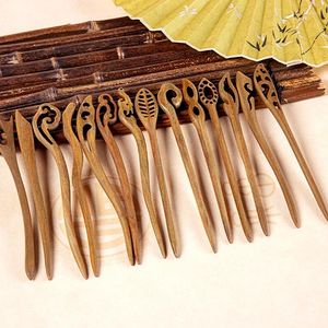 Hårklipp trä snidad stick kinesisk stil Hanfu Chopstick Hairpin Woman Elegant Ancient Headwear Cosplay Party Accessories