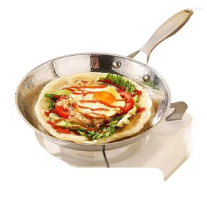 Pans Non-stick Stainless Steel Frying Pan Ideal For Eggs And Steaks Smokeless Gas Induction Cooktops