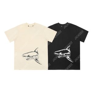 Palm PA 24SS Summer Letter Printing Sketch Broke Beheaded Shark T Shirt Boyfriend Gift Loose Oversized Hip Hop Unisex Short Sleeve Lovers Style Tees Angels 2225 IOCR