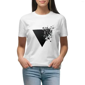 Polos femininos abstrato de explosão preta de camiseta