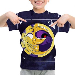 Tシャツ漫画サンドロップムーントップfnaf Tシャツ女の子夏の短いスリーブTシャツ男の子カジュアルな通気性TシャツトップハラジュクチャイルドTシャツ240509