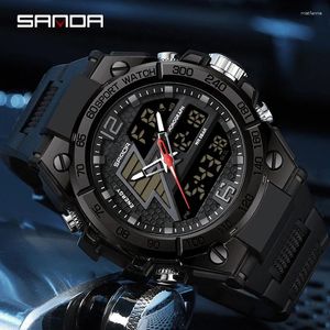 Wristwatches Sanda 6137 Trendy Fashion Men's 5ATM WristWatch Waterproof Watch Outdoor Sports Hand Clock Military Watches Relogio Masculino