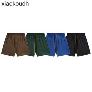 Rhude High end designer shorts for Trendy summer embroidered elastic casual shorts for men and women high street capris with drawstring straight tube With 1:1 tags