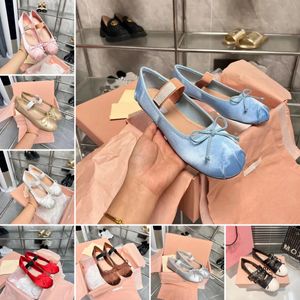 designer heels women Loafers miui Paris Professional Dance Shoes Satin ballerinas mm Platform Bowknot Shallow Mouth Single sandals Designer womens Ballet flats