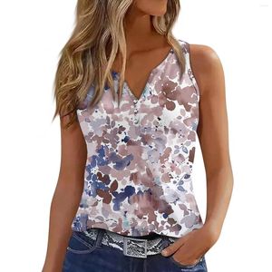 Women's Tanks Womens Tank Top V Neck Floral Printed Casual Flowy Summer Sleeveless Deep Side Cut Tops For Women Blusas Para Mujer
