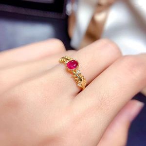 Cluster Rings Natural Ruby For Women Silver 925 Jewelry Luxury Gem Stones 18k Gold Plated Free Shiping Items