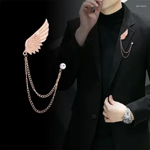 Brooches Korean Fashion Crystal Wing Tassel Chain Lapel Pin Suit Corsage Luxulry Jewelry Gifts For Women And Men Accessories