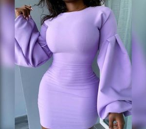 Kvinnor lykta långärmad bodycon mini klänningar hösten vinter mode clubwear damer mager party klänning sexig vestidos k8676949