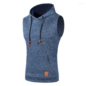 Tops cerebbe da uomo 2024 MENS Sleeveless con cappuccio di moda Casualmente Felpa con cappuccio da uomo Bodybuilding Top Cuci