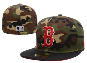 One Piece Classic Red Sox Chapéus Camo Top com Black Brim Logo Baseball Caps fechados para homens e mulheres8501967