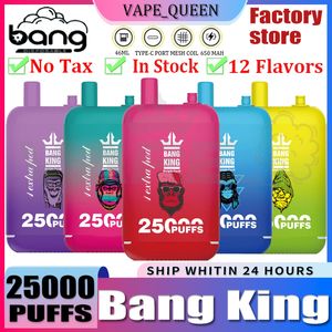 Orijinal Bang King Puff 25000 Pufs E Sigara Puffs 25K Puff Teslim Edilebilir Vape Puf Pod Cihazları Şarj Edilebilir Pil 650mAh 23ml Preil Fililize Kartuş Çift Örgü coli
