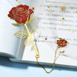 Lucky Four-Leaf Clover Metal Bookmark Student Reading Mark Book Accessories Tassel Pendant Aesthetic Stationery Gift